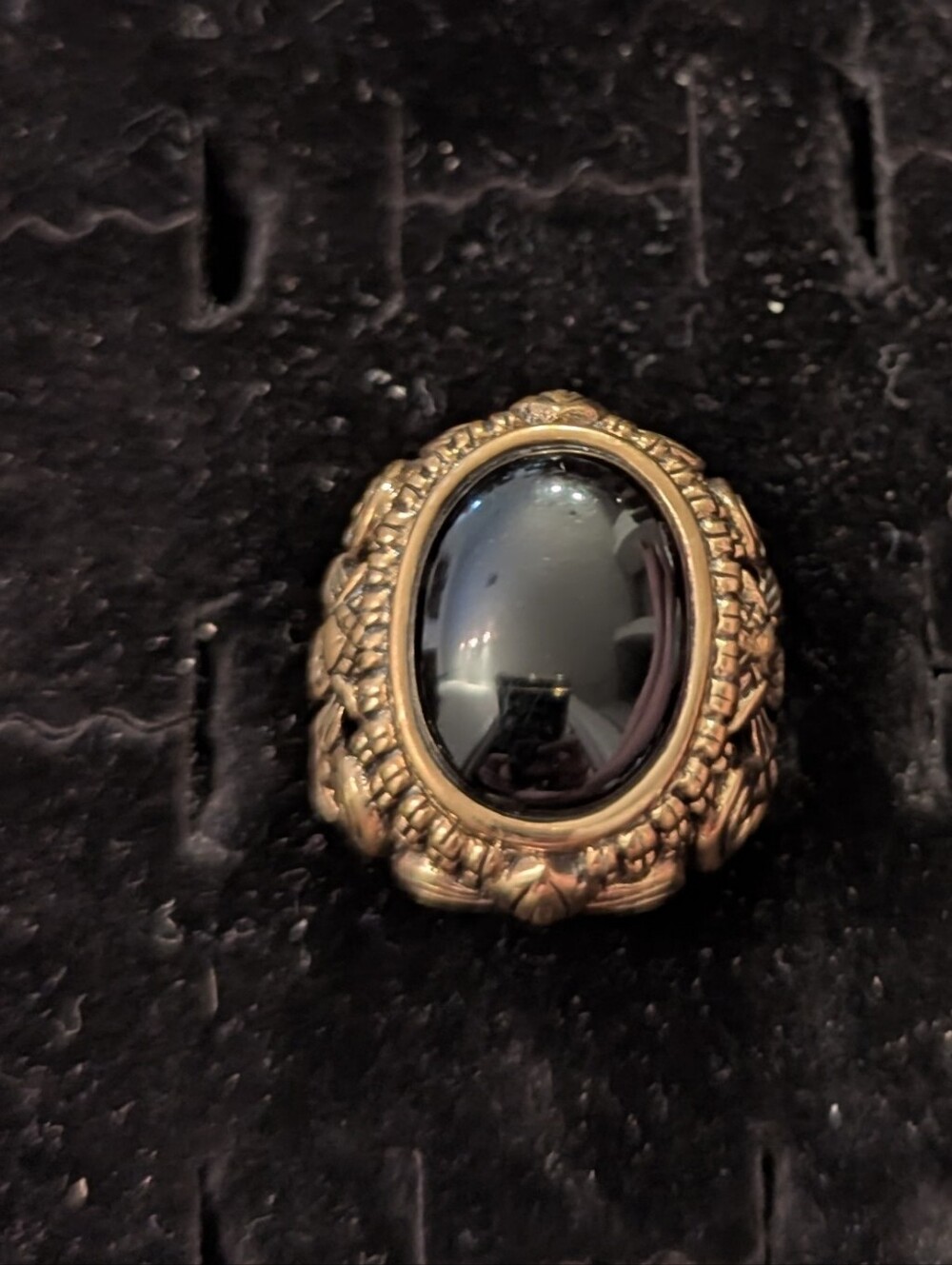 Barse Thailand Genuine Stone Onyx Ring Detailed Band Vintage, New Size 9